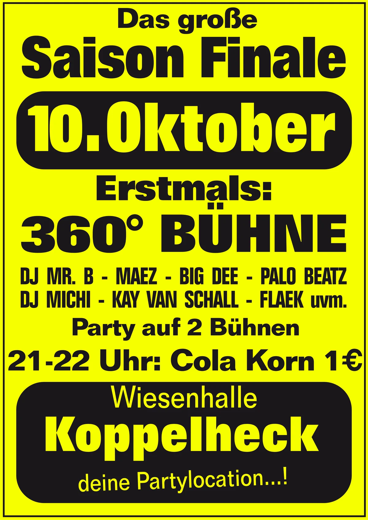 Plakat: Saisonfinale, Samstag, 10. Oktober 2026